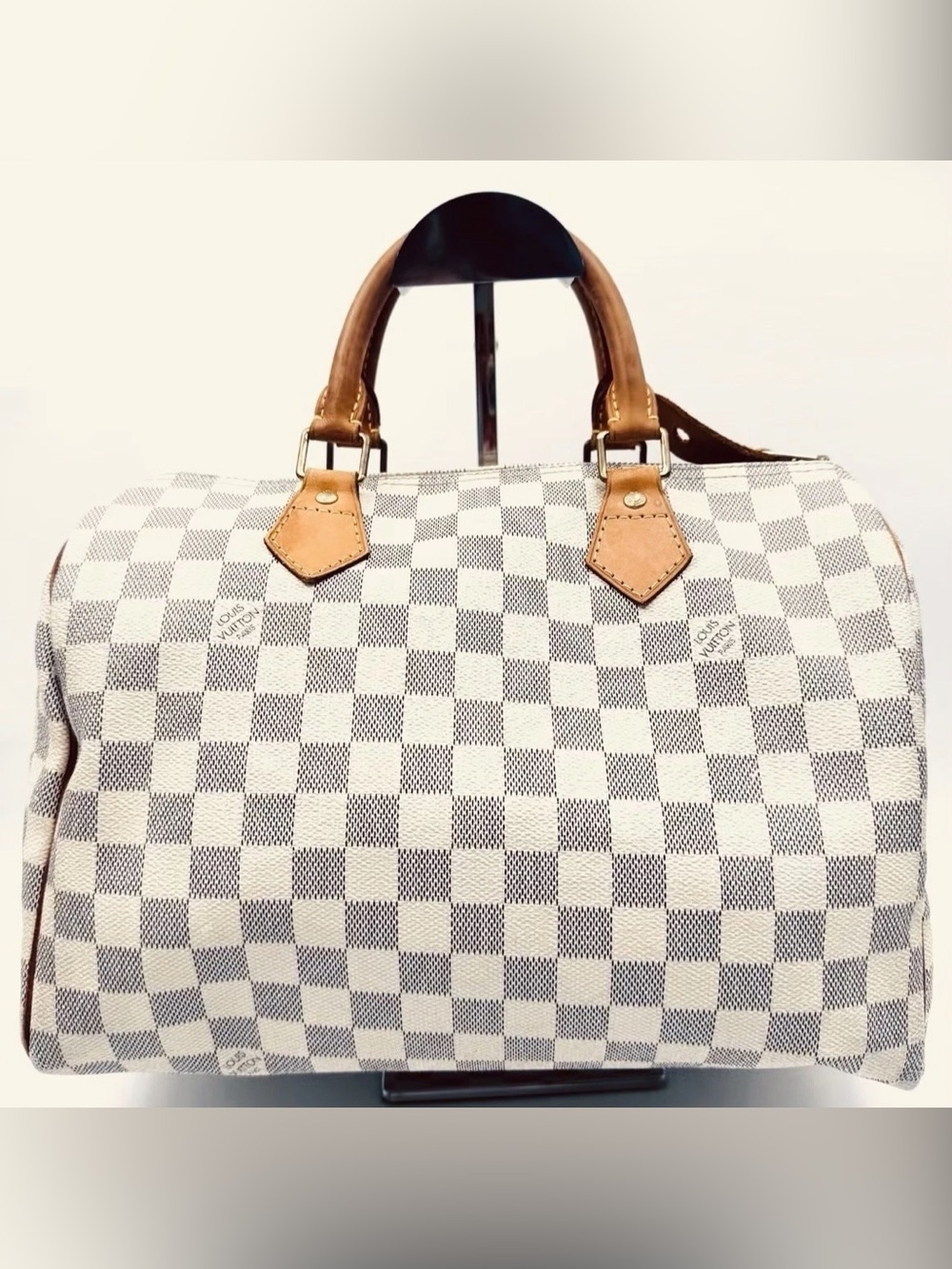 Authentic Louis Vuitton Speedy 30 in Damier Azur White/Blue/Gray LV Speedy 30